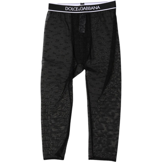 Dolce & Gabbana Black DG Logo Nylon Cropped Tights Underwear