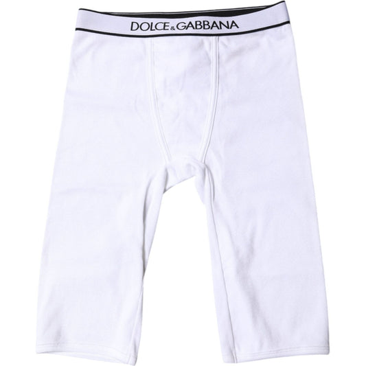Dolce & Gabbana White Logo Cotton Cropped Tights Underwear