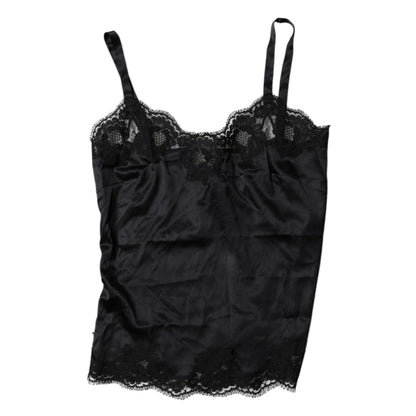 Dolce & Gabbana Black Lace Silk Blend Camisole Top Underwear