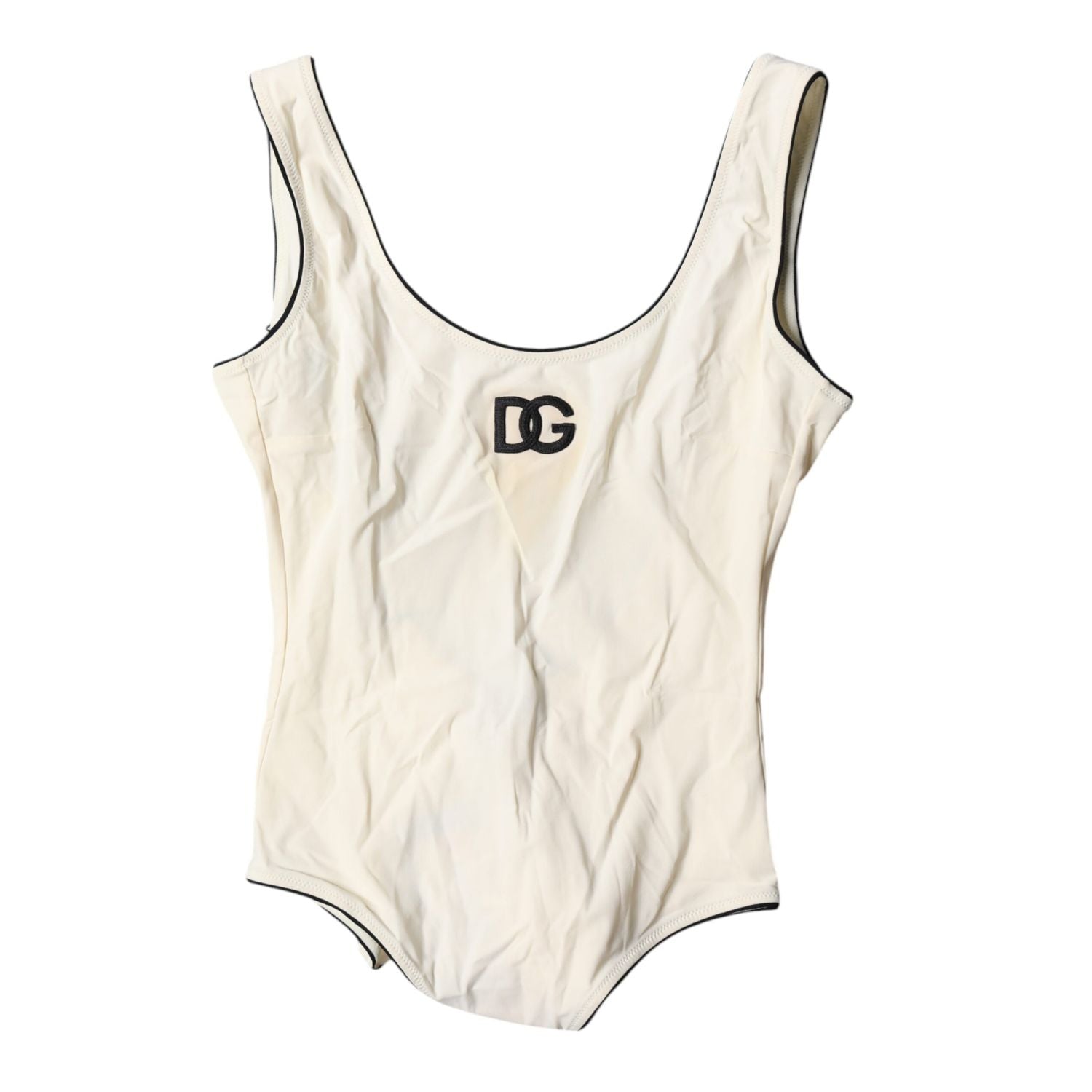 Dolce & Gabbana White Black Logo One Piece Beachwear Swimwear