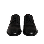 Dolce & Gabbana Black Embroidered Classic Leather Derby Dress Shoes