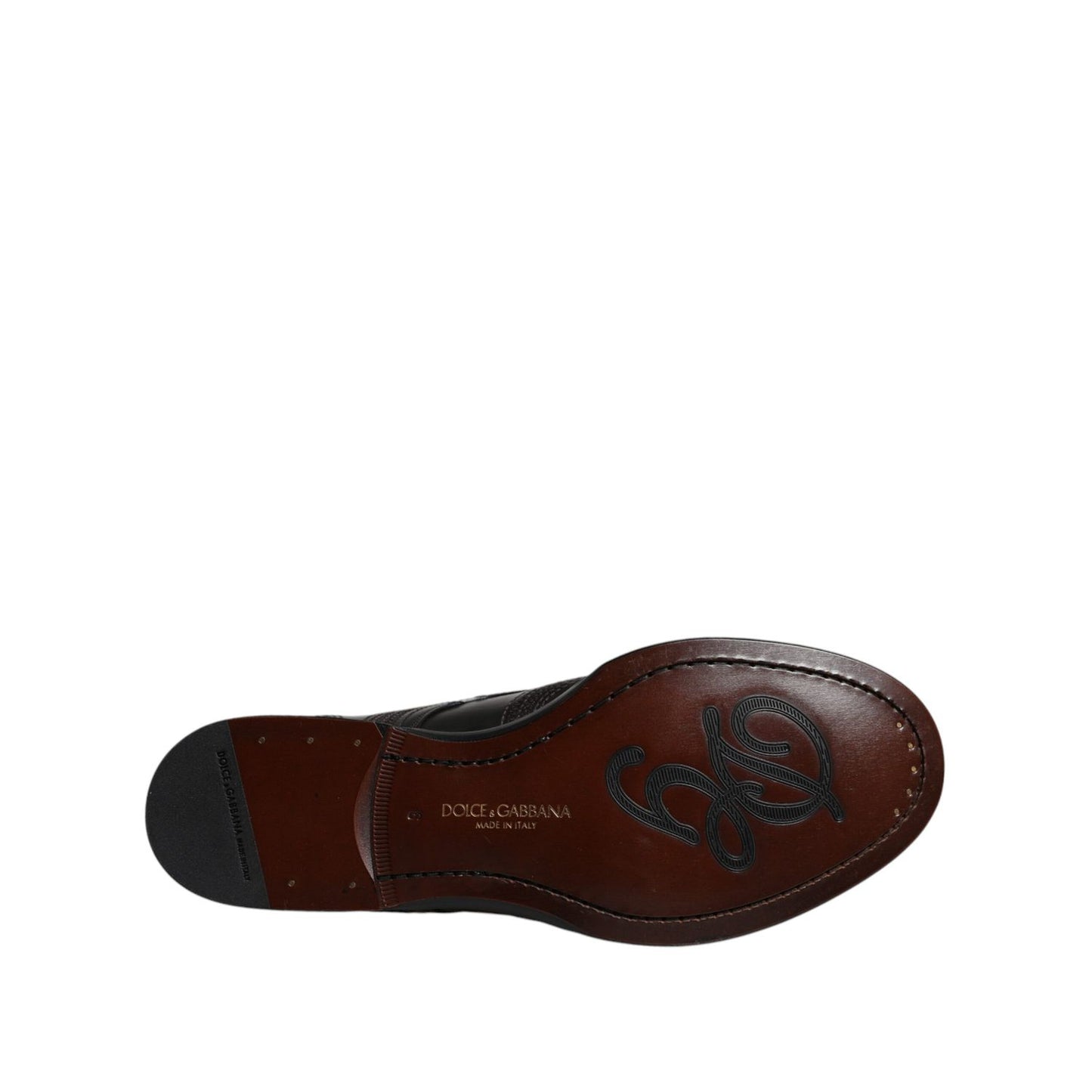 Dolce & Gabbana Black Embroidered Classic Leather Derby Dress Shoes