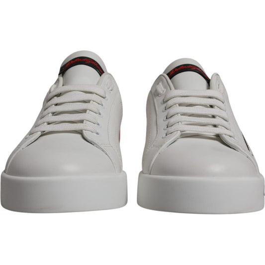 Dolce & Gabbana White Red Leather Logo Low Top Sneakers Shoes MV7161-41