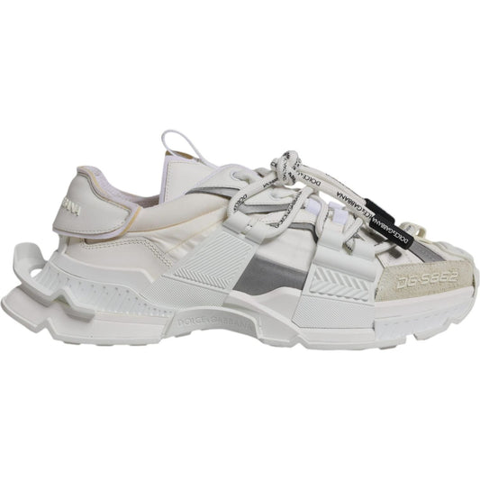 Dolce & Gabbana White Nylon Low Top Space Sneakers Shoes MV7187-42.5
