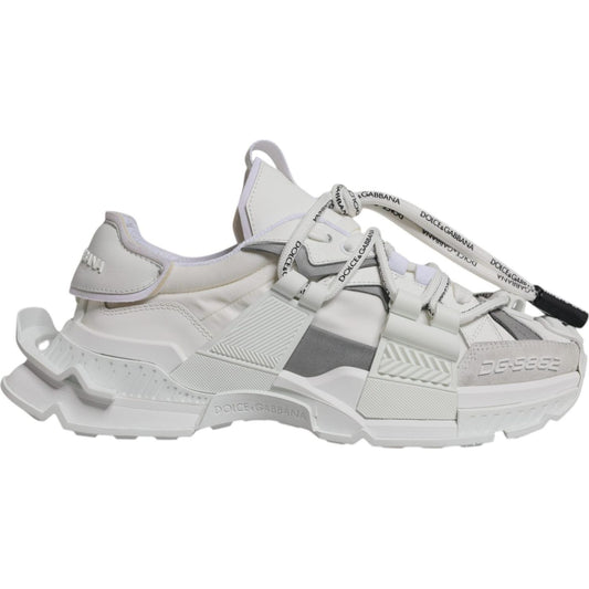 Dolce & Gabbana White Nylon Low Top Space Men Sneakers Shoes MV7188-39