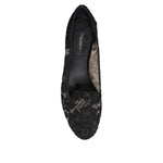 Dolce & Gabbana Black Taormina Lace Slip On Flats Shoes