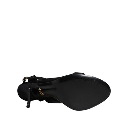 Dolce & Gabbana Black Tulle Stretch Heels Sandals Shoes