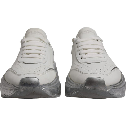 Dolce & Gabbana White Silver Daymaster Low Top Sneaker Shoes LA12344-38.5