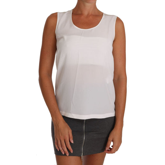 Dolce & Gabbana Elegant Sleeveless White Silk Blouse Top Dolce & Gabbana Sienna