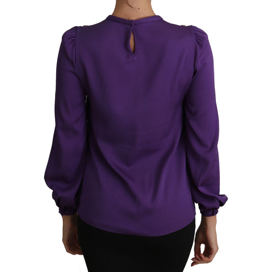 Dolce & Gabbana Enchanted Purple Silk Crystal Blouse Dolce & Gabbana Dark Slate Gray