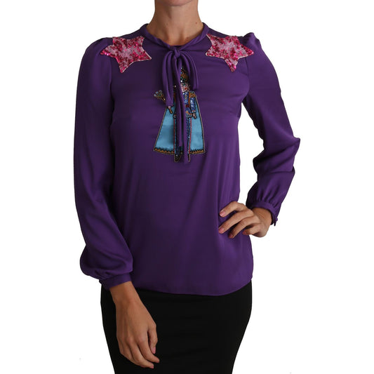 Dolce & Gabbana Enchanted Purple Silk Crystal Blouse Dolce & Gabbana Dark Slate Gray