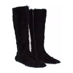 Dolce & Gabbana Black Xiangao Lamb Fur Leather Boots Shoes