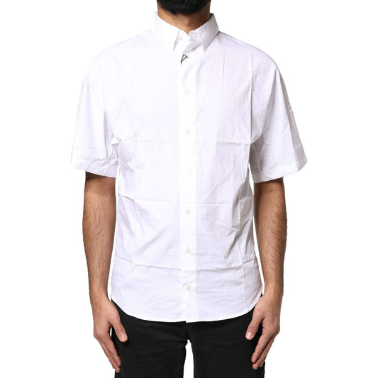 Dolce & Gabbana White Cotton Button Down Casual Men Polo Shirt