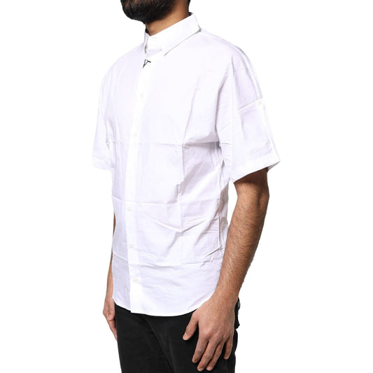 Dolce & Gabbana White Cotton Button Down Casual Men Polo Shirt