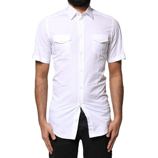 Dolce & Gabbana White GOLD Button Down Casual Men Polo Shirt