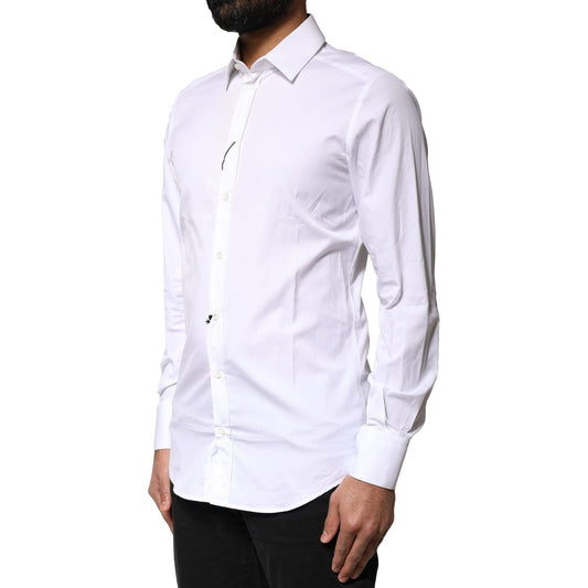 Dolce & Gabbana White GOLD Cotton Long Sleeves Men Dress Shirt