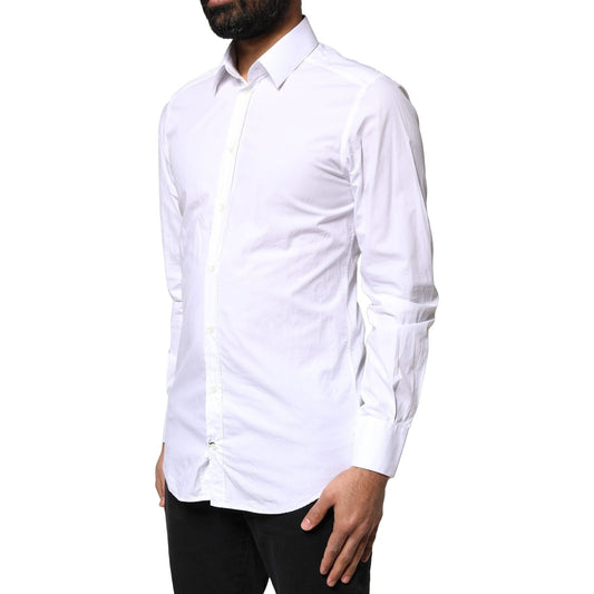 Dolce & Gabbana White GOLD Cotton Long Sleeves Men Dress Shirt
