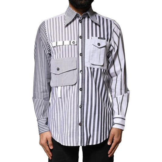 Dolce & Gabbana Multicolor Striped Button Down Casual Shirt TSH86351-37