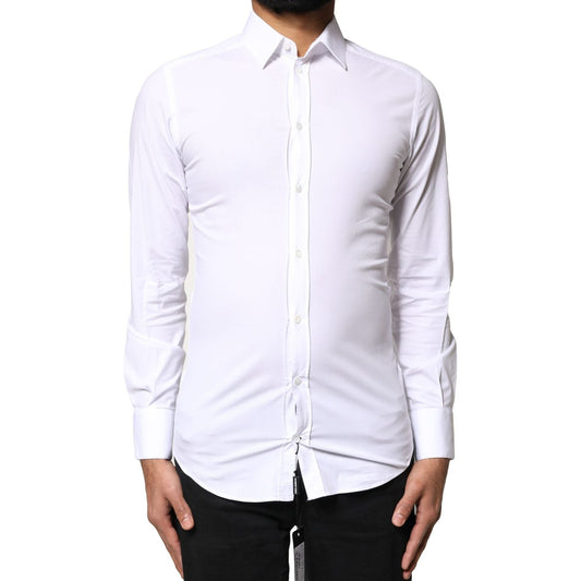 Dolce & Gabbana White GOLD Cotton Long Sleeves Dress Shirt TSH86479-37