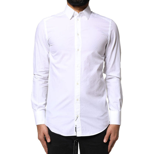 Dolce & Gabbana White Cotton MARTINI Formal Men Dress Shirt TSH86483-37