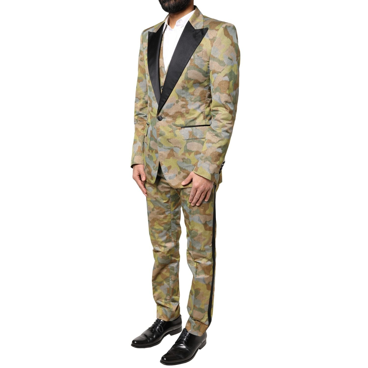 Dolce & Gabbana Multicolor Camouflage SICILIA 3 Piece Suit