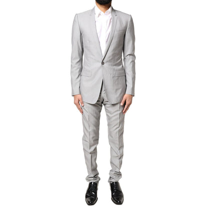 Dolce & Gabbana Light Gray Wool GOLD 2 Piece Formal Suit Dolce & Gabbana