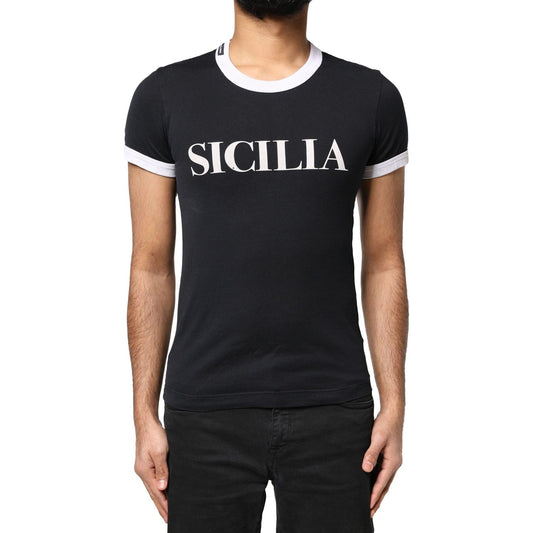 Dolce & Gabbana Black Sicilia Crew Neck Short Sleeve T-shirt TSH83364-44