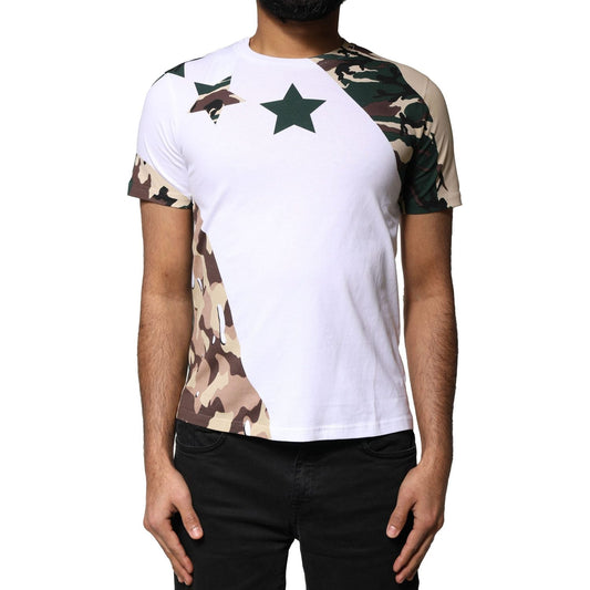 Dolce & Gabbana White Camouflage Stars Crew Neck T-shirt TSH86638-44