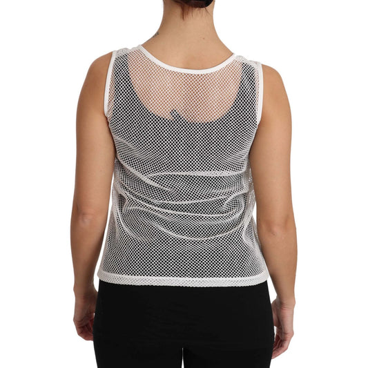 Dolce & Gabbana Elegant White Sheer Sleeveless Top Dolce & Gabbana Rosy Brown