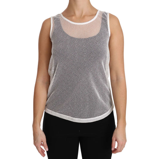 Dolce & Gabbana Elegant White Sheer Sleeveless Top Dolce & Gabbana Rosy Brown