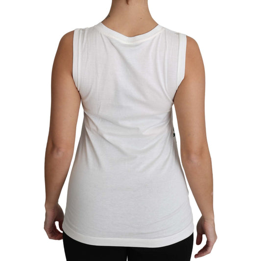Dolce & Gabbana Elegant White Sleeveless Cotton Silk Shirt Dolce & Gabbana Gray