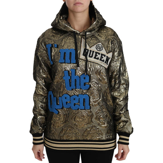 Dolce & Gabbana Im The Queen Multicolor Hoodie Sweatshirt Dolce & Gabbana Dark Slate Gray