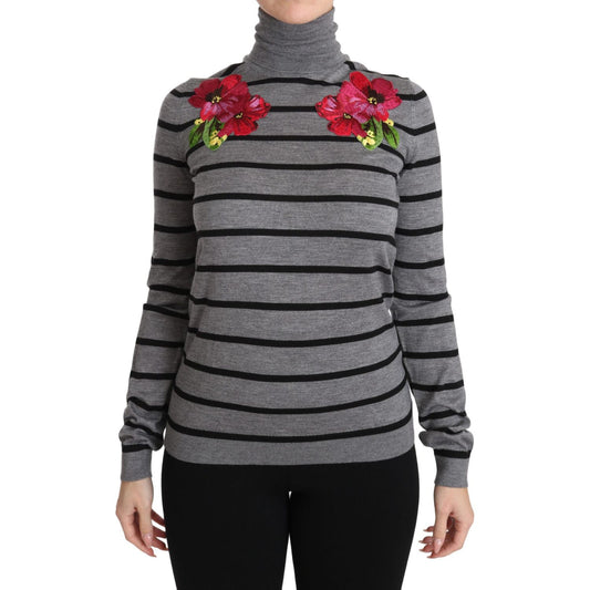 Dolce & Gabbana Elegant Embroidered Cashmere-Silk Sweater Dolce & Gabbana Dim Gray