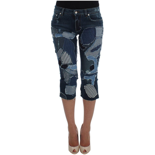 Dolce & Gabbana Chic Blue Patchwork Denim Shorts Dolce & Gabbana Dark Slate Gray