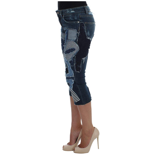 Dolce & Gabbana Chic Blue Patchwork Denim Shorts Dolce & Gabbana Dark Slate Gray