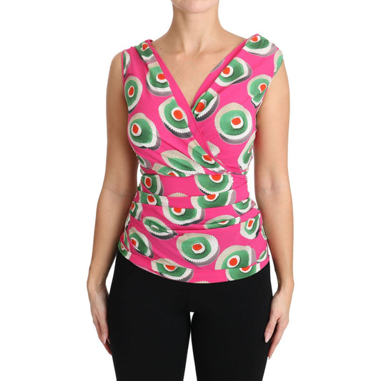 Dolce & Gabbana Sicilian Cake Print Sleeveless Silk Top Dolce & Gabbana Rosy Brown