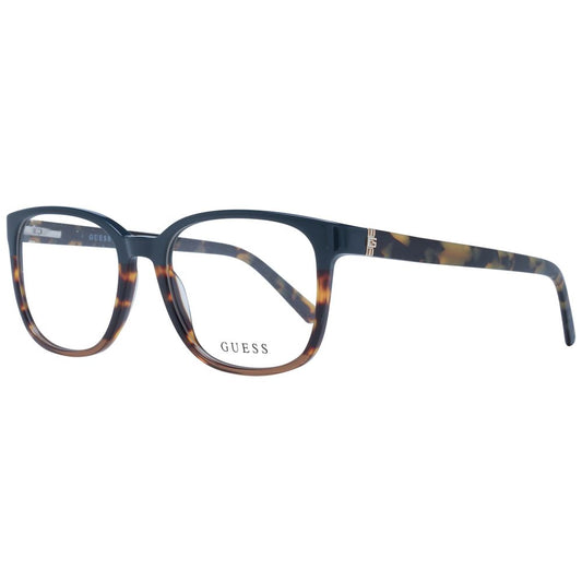 Guess Brown Men Glasses Frame, square shape, full-rim acetate, demo lenses, spring hinge, 53-18-145, stylish eyewear for men.