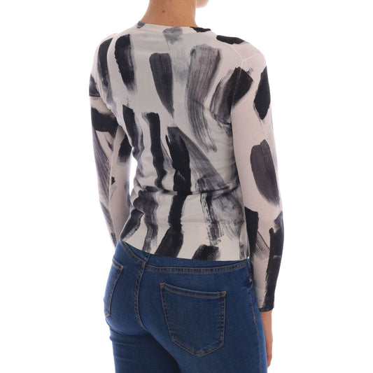 Dolce & Gabbana Elegant Silk Stroke-Pattern Sweater Dolce & Gabbana Dark Slate Gray