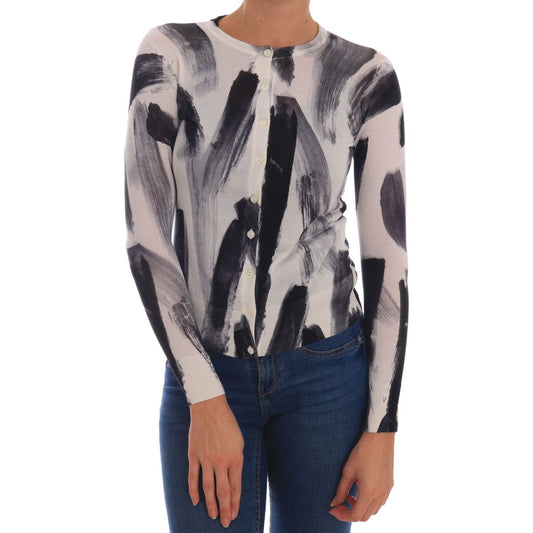 Dolce & Gabbana Elegant Silk Stroke-Pattern Sweater Dolce & Gabbana Dark Slate Gray