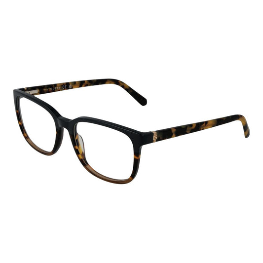 Guess Brown Men Glasses Frame in acetate with square full-rim design, features spring hinge and branded case, suitable for men.