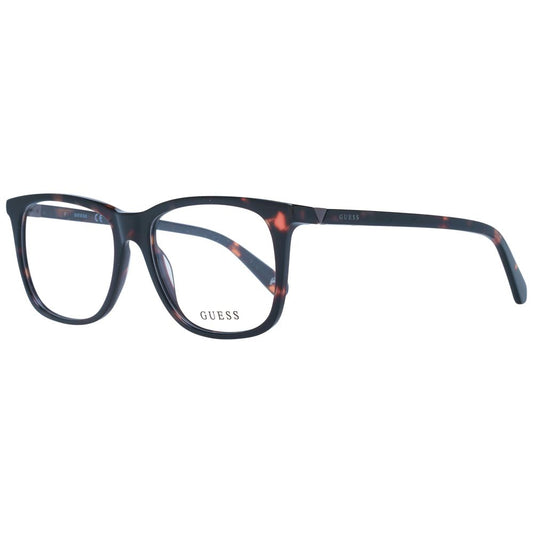 Guess Brown Unisex Glasses Frame, plastic square full-rim design with demo lenses, featuring a spring hinge.