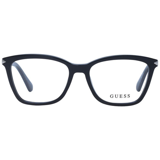 Guess Black Women Glasses Frame - Black Full-Rim Rectangle Plastic Eyewear for Women with Demo Lenses, Branded Case Included.