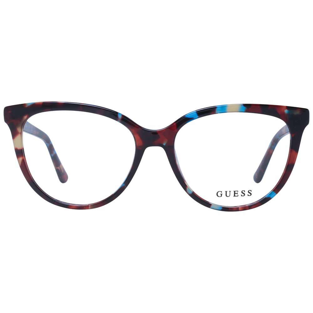 Guess Brown Women Glasses Frame; cat-eye, acetate full-rim with demo lenses, 54-16-140 size, brown color, stylish eyewear.