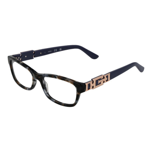 Guess Gray Women Glasses Frame in full-rim rectangle style with acetate material and demo lenses, featuring a grey finish.
