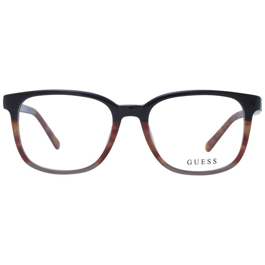 Guess Brown Men Glasses Frame in acetate with square shape and full-rim style.