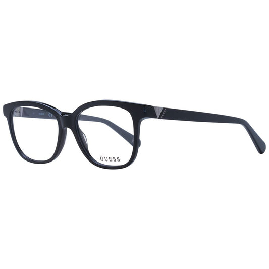 Guess Black Unisex Glasses Frame with full-rim acetate design and demo lenses, styled in black with a butterfly shape.