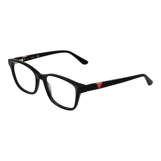 Alt Tag: Guess Black Women Glasses Frame with full-rim square design, black plastic material, and spring hinges for comfort.