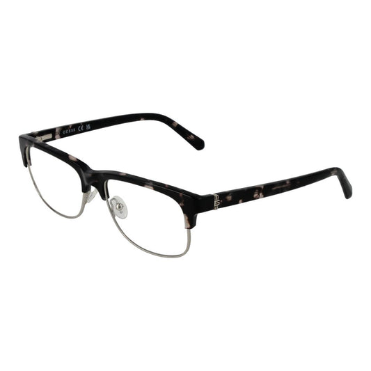 Guess Gray Women Glasses Frame, full-rim browline design with a gray color, metal and plastic material, includes branded case.