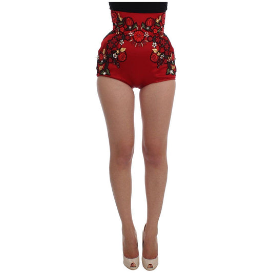 Dolce & Gabbana Elegant Silk High Waist Embroidered Shorts Dolce & Gabbana Sienna