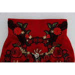 Dolce & Gabbana Ravishing Red Silk Embroidered Shorts Dolce & Gabbana Dark Red